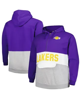 Men's Fanatics Purple Los Angeles Lakers Big and Tall Anorak Half-Zip Hoodie