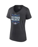 Women's Fanatics Heathered Charcoal Colorado Avalanche 2022 Stanley Cup Champions Roster V-Neck T-shirt