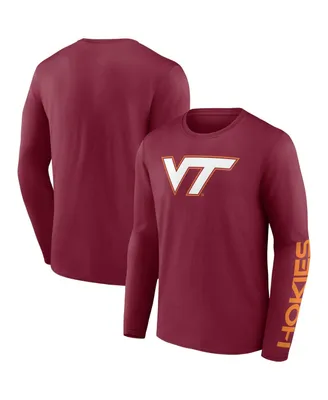 Men's Fanatics Maroon Virginia Tech Hokies Double Time 2-Hit Long Sleeve T-shirt
