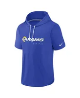 Men's Nike Royal Los Angeles Rams Short Sleeve Pullover Hoodie