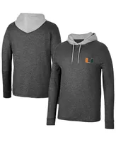 Men's Colosseum Black Miami Hurricanes Ballot Waffle-Knit Thermal Long Sleeve Hoodie T-shirt