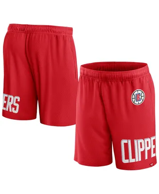 Men's Fanatics Red La Clippers Free Throw Mesh Shorts