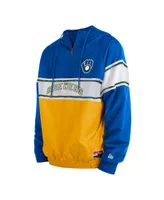 Men's New Era Royal Milwaukee Brewers Ripstop Raglan Quarter-Zip Hoodie