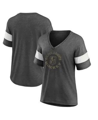 Women's Fanatics Heather Charcoal Vegas Golden Knights Special Edition 2.0 Ring The Alarm V-Neck T-shirt
