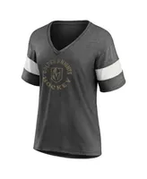 Women's Fanatics Heather Charcoal Vegas Golden Knights Special Edition 2.0 Ring The Alarm V-Neck T-shirt