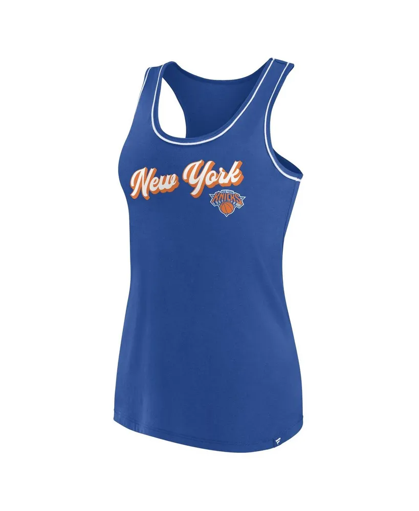 Women's Fanatics Blue New York Knicks Wordmark Logo Racerback Tank Top