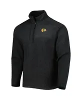 Men's Antigua Heathered Black Chicago Blackhawks Course Quarter-Zip Jacket