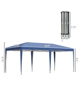 Outsunny 10' x 20' Pop Up Canopy with Sturdy Frame, Uv Protection, Carry Bag for Patio, Backyard, Beach, Garden, Blue