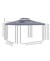 Outsunny 13' x 10' Patio Gazebo Outdoor Canopy Shelter with Double Vented Roof, Steel Frame for Lawn Backyard and Deck