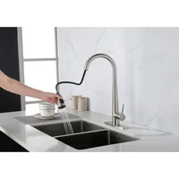 Streamdale Furniture Kitchen Faucet With Pull Down Sprayer Brushed Nickel, High Arc Single Handle