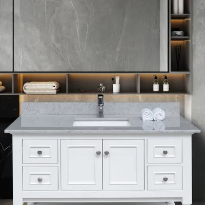 Simplie Fun 49 X 22 Bathroom Stone Vanity Top Carrara Jade Engineered Marble With Undermount Ceramic