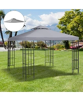 Outsunny 9.84' x 9.84' Gazebo Replacement Canopy 2 Tier Top Uv Cover Pavilion Garden Patio Outdoor Light Grey (Top Only)