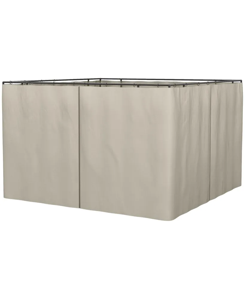 Outsunny 10' x 10' Universal Gazebo Sidewall Set with 4 Panels, 40 Hooks/C-Rings Included for Pergolas & Cabanas, Beige