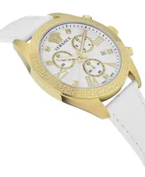 Versace Women's Swiss Chronograph Greca White Leather Strap Watch 40mm