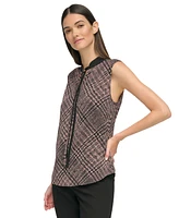 Tommy Hilfiger Women's Contrast Tie-Neck Sleeveless Top