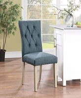 Preston Dining Chair 2-Pack with Antique-like Bronze Nailheads and Brushed Legs Fabric