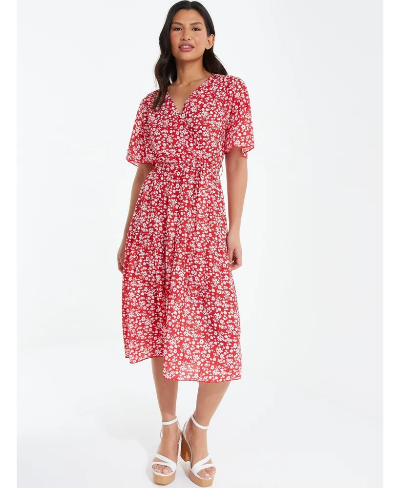 Quiz Women's Ditsy Print Tiered Midi Dress