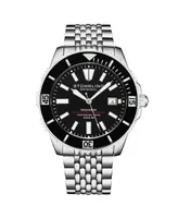 Stuhrling Men's Depthmaster Silver-tone Stainless Steel , Black Dial