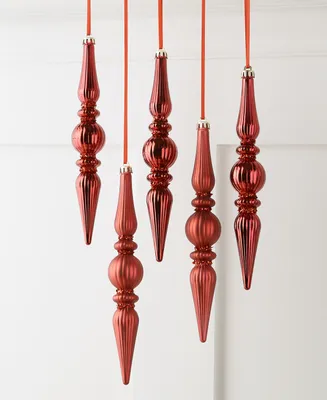 Holiday Lane Royal Holiday Plastic Ribbed Finial Ornaments, Set of 5, Exclusively at Macy's