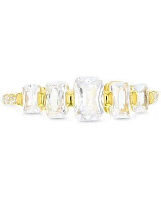 Cubic Zirconia Graduated Statement Ring 14k Gold-Plated Sterling Silver
