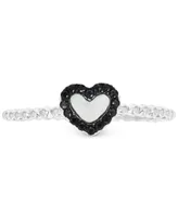 Mother of Pearl & Black Spinel (1/10 ct. t.w.) Heart Ring Sterling Silver