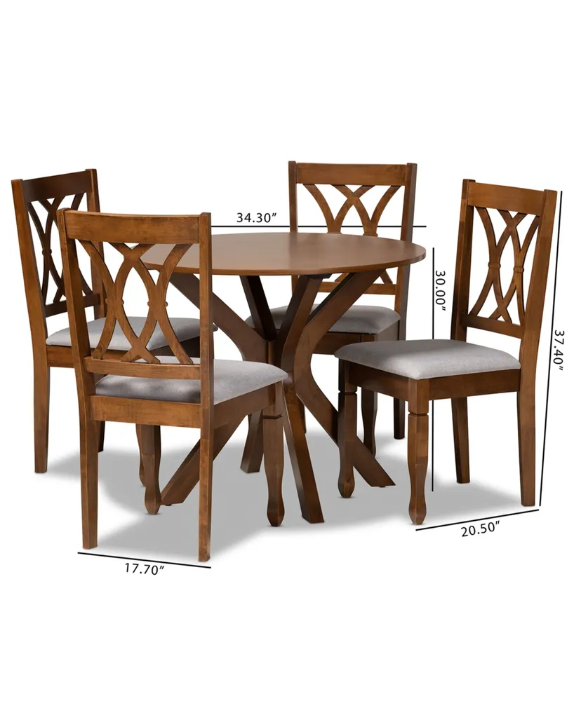 Maya Modern and Contemporary Fabric Upholstered 5 Piece Dining Set