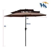 9FT 3-Tiers Outdoor Patio Umbrella With Crank And Tilt And Wind Vents For Garden Backyard