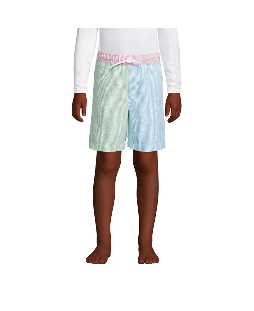 Lands' End Boys Seersucker Swim Trunks