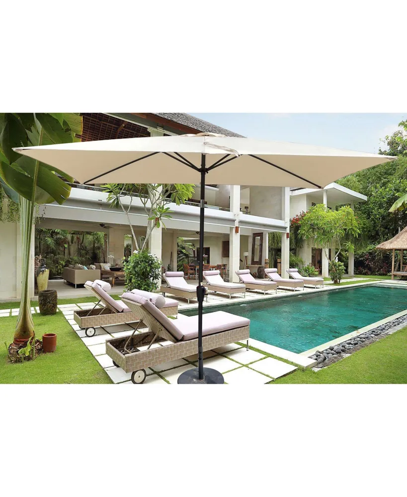 6 X 9FT Patio Umbrella Outdoor Waterproof Umbrella With Crank And Push Button Tilt