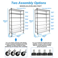 7 Tier Wire Shelving Unit, 2450 Lbs Nsf Height Adjustable Metal Garage Storage Shelves with Wheels