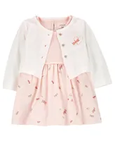 Carter's Baby Girls Bodysuit Dress and Cardigan, 2 Piece Set