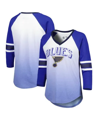 Women's G-iii 4Her by Carl Banks Blue St. Louis Blues Lead Off Tri-Blend Raglan 3/4-Sleeve V-Neck T-shirt