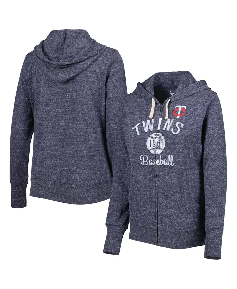 Women's Touch Navy Minnesota Twins Training Camp Tri-Blend Full-Zip Hoodie