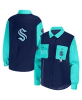 Women's Wear by Erin Andrews Deep Sea Blue, Light Blue Seattle Kraken Colorblock Button-Up Shirt Jacket