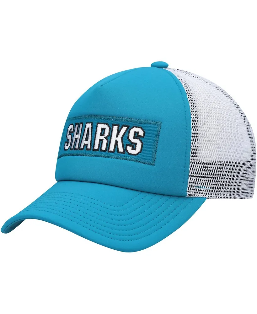 Men's adidas Teal, White San Jose Sharks Team Plate Trucker Snapback Hat