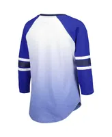 Women's G-iii 4Her by Carl Banks Blue St. Louis Blues Lead Off Tri-Blend Raglan 3/4-Sleeve V-Neck T-shirt