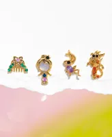 Girls Crew Crystal Multi-Color Disney Princess Mulan Stud Earring Set