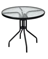 Costway 32''Outdoor Patio Round Table Tempered Glass Top