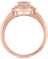 Morganite (1 ct. t.w.) & Diamond (1/5 ct. t.w.) Double Halo Ring in 14k Rose Gold