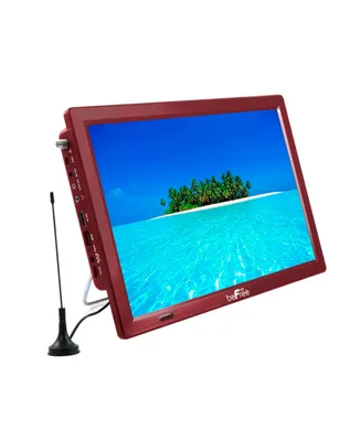 beFree Sound Portable Rechargeable 14 Inch Led Tv with Hdmi, Sd/Mmc, Usb, Vga, Av In/Out and Built-in Digital Tuner in Red