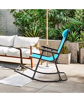 Patio Camping Rocking Chair Folding Rocker Footrest Lightweight