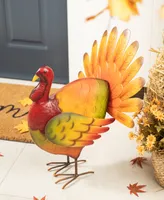 Glitzhome 21.5" H Thanksgiving Metal Turkey Porch Decor