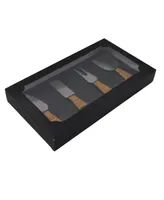 Artifacts Trading Company Rattan Stainless Steel 4 Piece Cheese Knives Set with Gift Box
