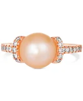 Le Vian Strawberry Pearl (9mm) & Nude Diamond (1/3 ct. t.w.) Ring in 14k Rose Gold
