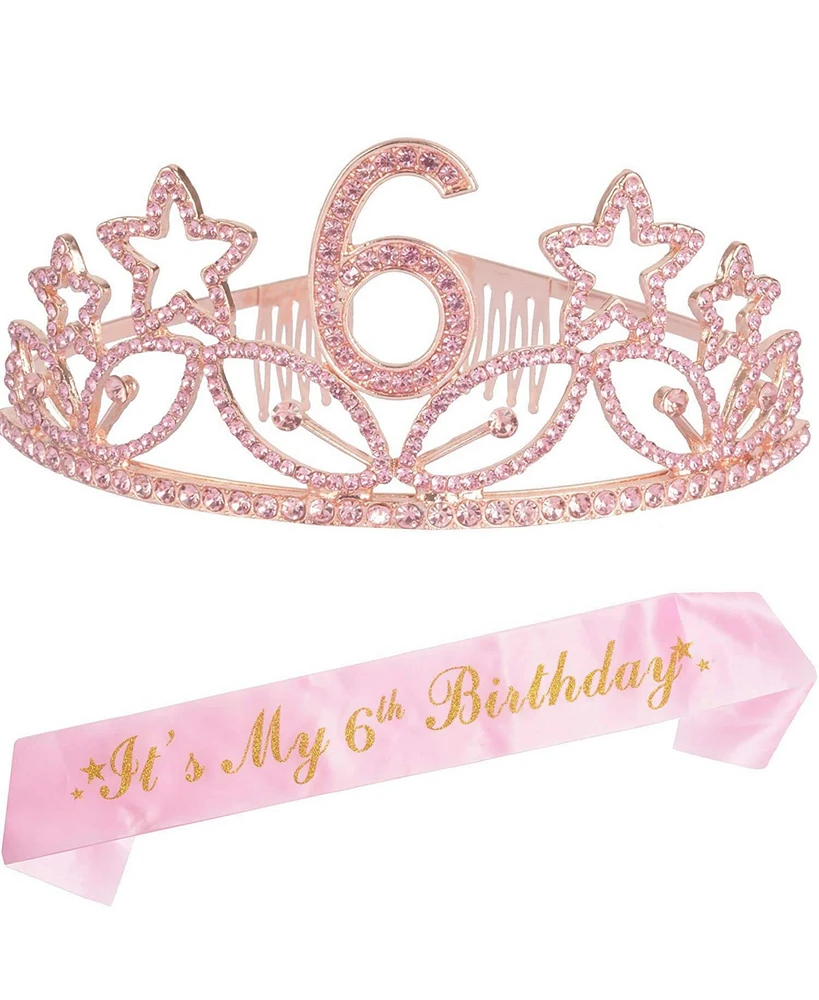 Meant2tobe 6th Birthday Sash and Tiara for Girls