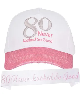 MEANT2TOBE 80th Birthday Gifts for Women, 80 Birthday Sash and Hat, 80th Birthday Decorations for women, 80th Birthday Baseball Cap, 80th Birthday, 80