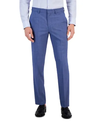 Hugo by Boss Men's Modern-Fit Stretch Mid Blue Micro-Houndstooth Wool Suit Pants