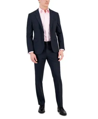 Hugo By Hugo Boss Mens Modern Fit Stretch Navy Mini Check Suit Separates
