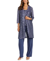 R & M Richards 3-Pc. Sequined Lace Pantsuit Jacket