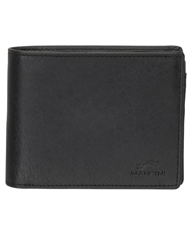 Mancini Men's Buffalo Rfid Secure Center Wing Billfold Wallet